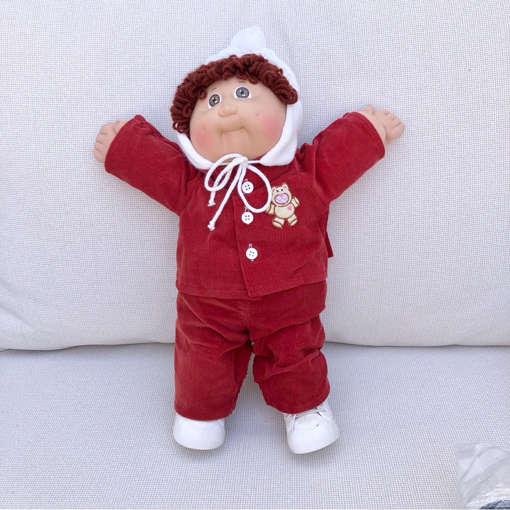 Cabbage Patch Kids Boy Doll Auburn Hair Corduroy outfit knit hat 1980's vintage